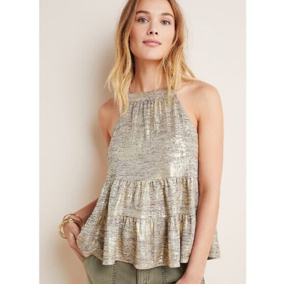 Anthropologie Metallic Tank